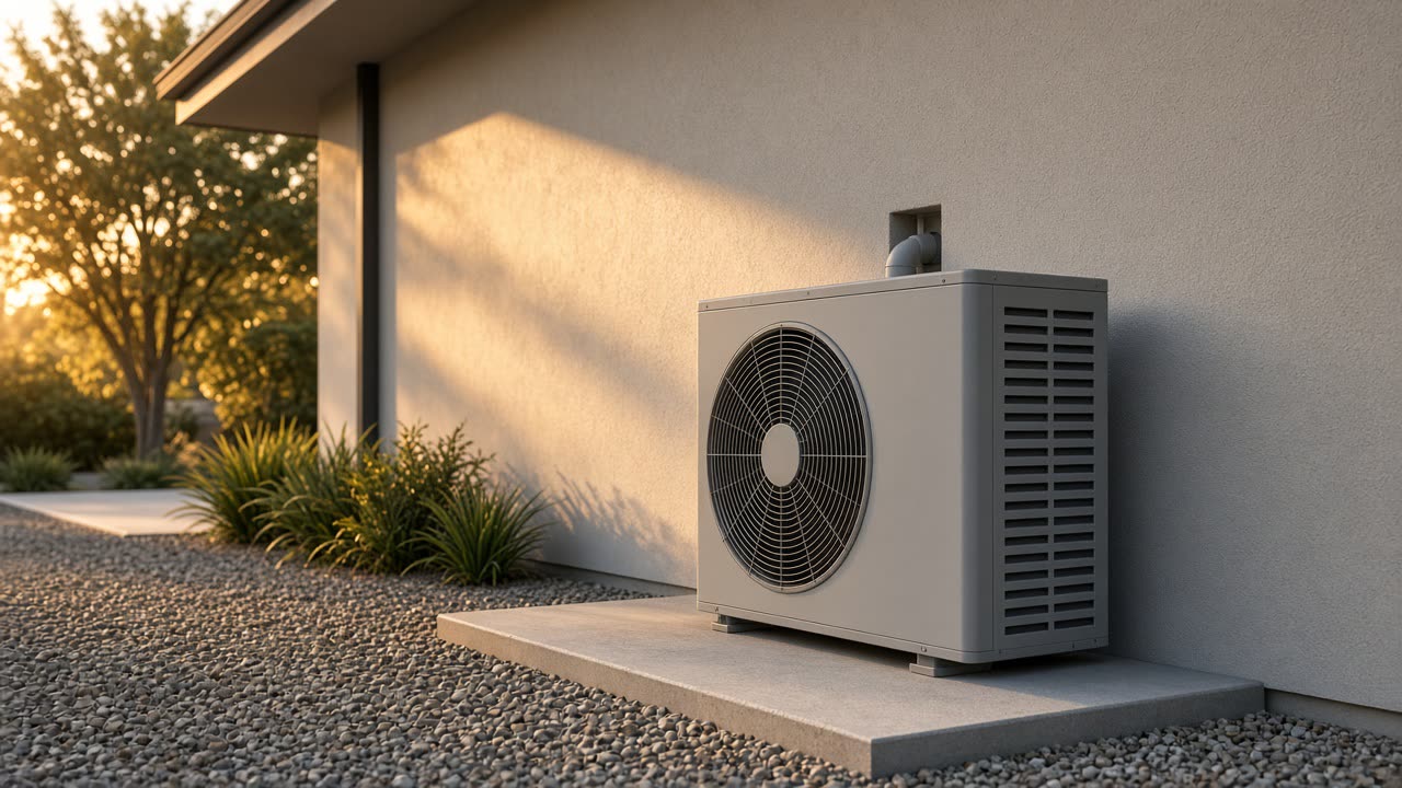 New AC condenser on a clean pad (illustration)